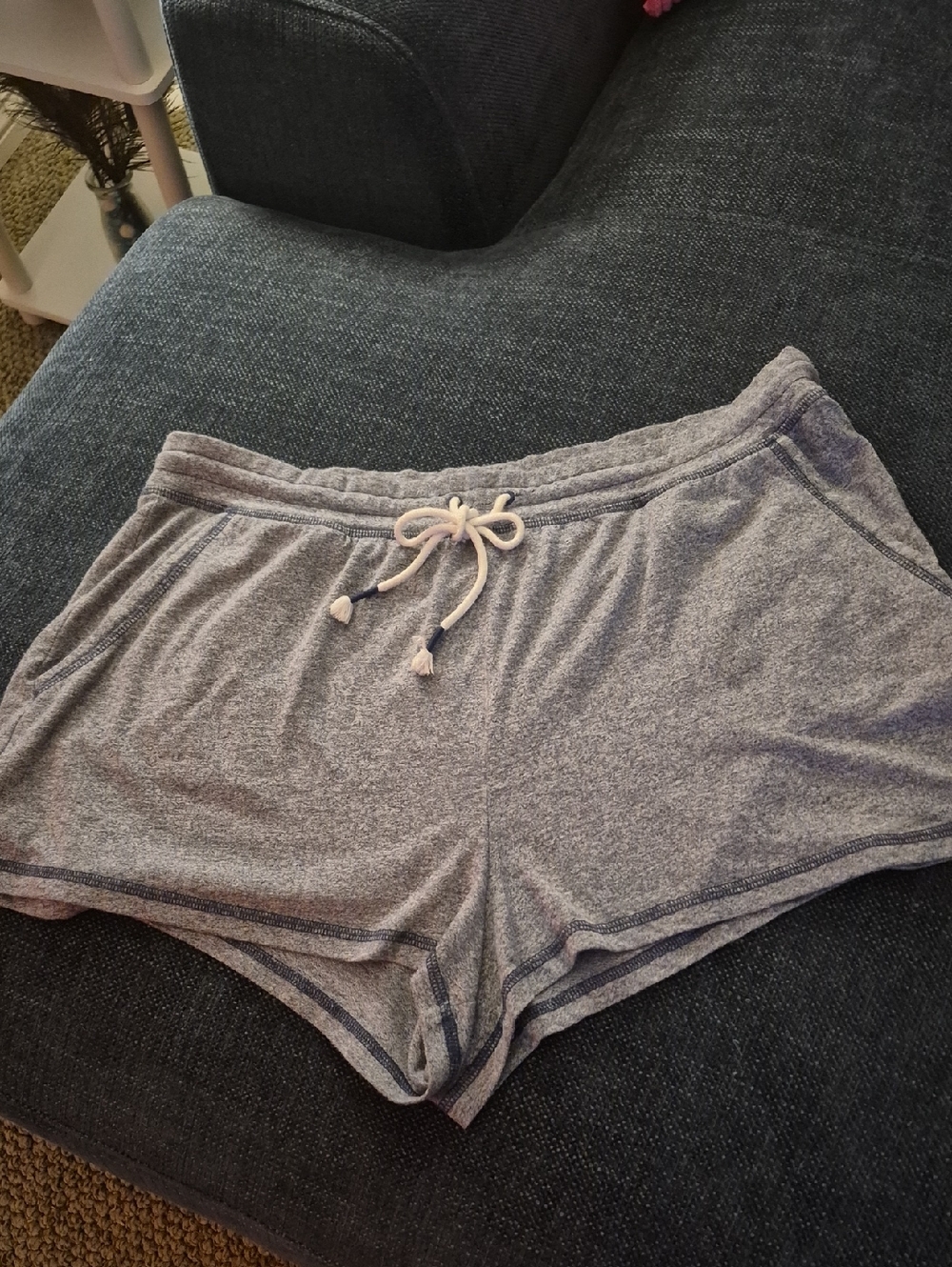 The Gap Love Heather Blue Knit Lounge Shorts with Drawstring Waist XL
